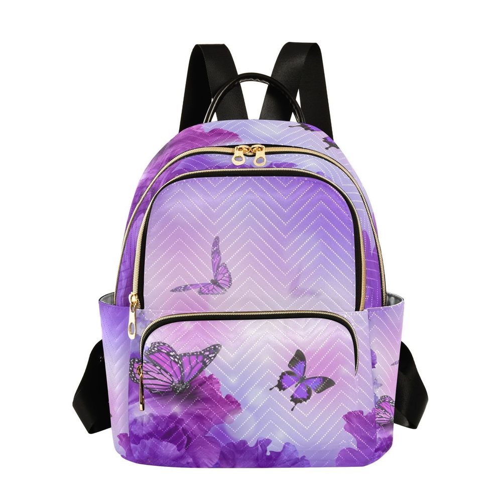 Mini Backpack Purse for Women Lightweight Girls Small Size Butterfly Purple🦗